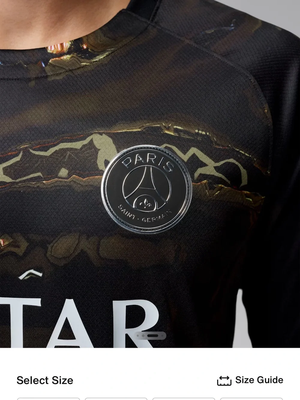 Nike Black PSG Long-Sleeve Football Shirt with Metallic Marbled Accents